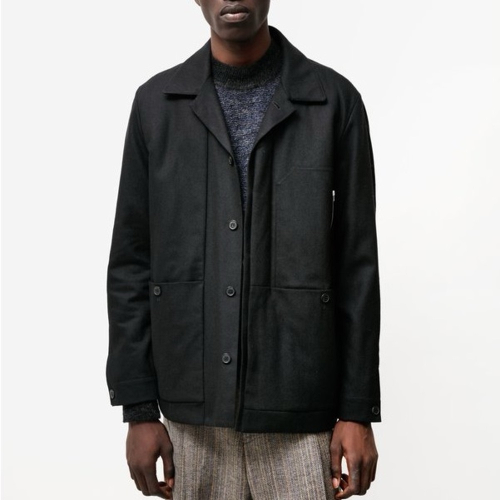 Stephan Schneider Men's Black Lightweight Button-Front Shirt Jacket
